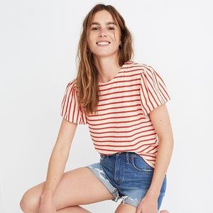 Madewell Flutter-Sleeve Tee in Yorktown Stripe